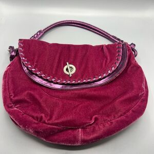 Aldo Raspberry Velvet Metallic Strap Shoulder Bag